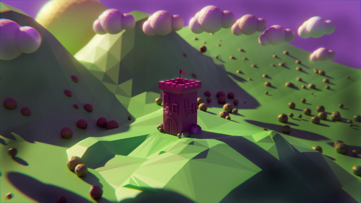 Semi low poly castle 3D Model .c4d .max .obj .3ds .fbx .stl .blend 