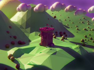 Semi low poly castle 3D Model