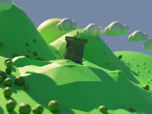 Semi low poly castle 3D Model