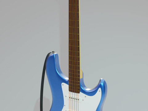 Blue electric guitar Modello 3D