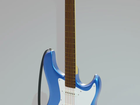 Mavi elektro gitar 3D Model