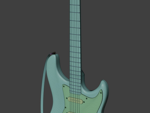 Blue electric guitar Modello 3D