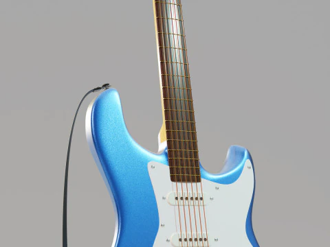 Mavi elektro gitar 3D Model