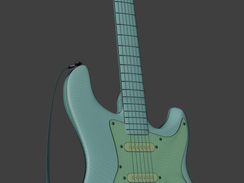 Blue electric guitar Modello 3D