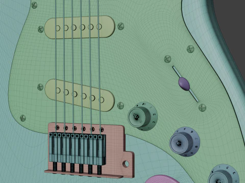 Mavi elektro gitar 3D Model