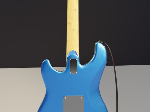 Blue electric guitar Modello 3D