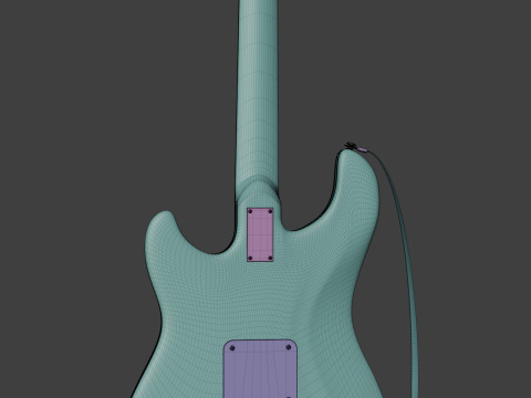 Blue electric guitar Modello 3D
