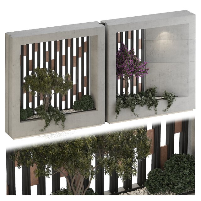Concrete Fence Wall 01 3D Model .c4d .max .obj .3ds .fbx .stl .blend 