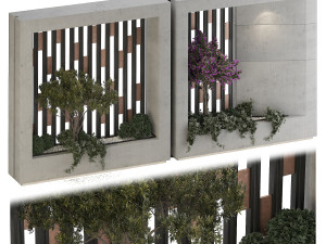 Concrete Fence Wall 01 3D Model