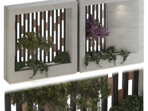 Muro di recinzione in cemento 01 Modello 3D