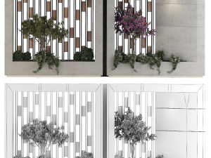 Concrete Fence Wall 01 3D Model