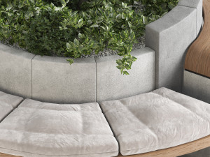 Concrete flowerpot with bench 02 3D Модель