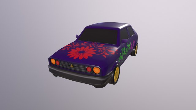 Gameready stylized car Handpainted Lowpoly Model 3D .c4d .max .obj .3ds .fbx .stl .blend 