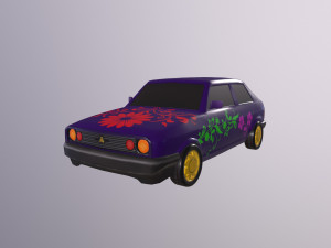 Gameready stylized car Handpainted Lowpoly Model 3D