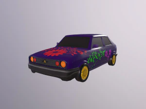 Gameready stylized car Handpainted Lowpoly 3D Model