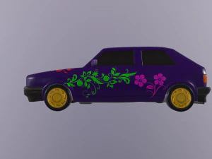 Gameready stylized car Handpainted Lowpoly 3D Model