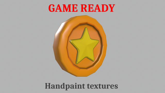 Cartoon star Stylized coin gameready handpainted lowpoly Modello 3D .c4d .max .obj .3ds .fbx .stl .blend 