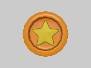 Cartoon star Stylized coin gameready handpainted lowpoly Modello 3D