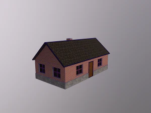 Gameready lowpoly brick house 3D Model