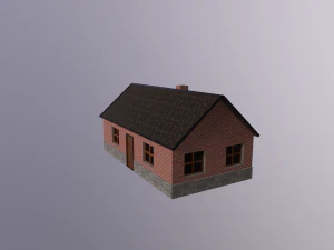 Gameready lowpoly brick house 3D Model