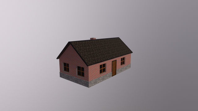 Gameready lowpoly brick house 3D Модель .c4d .max .obj .3ds .fbx .stl .blend