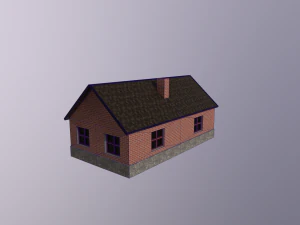 Gameready lowpoly brick house 3D Model