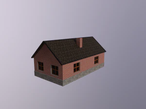 Gameready lowpoly brick house 3D Model