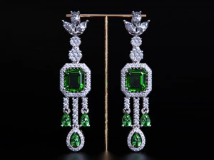 Smaragd en diamanten oorbellen 3D printmodel