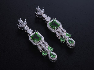 Emerald and Diamond Earrings 3D-printmodel