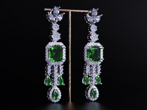 Emerald and Diamond Earrings 3D-printmodel
