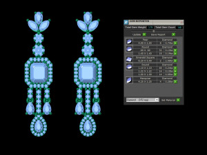 Emerald and Diamond Earrings 3D-printmodel