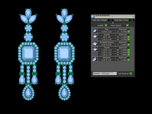 Emerald and Diamond Earrings 3D Print Model