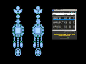 Emerald and Diamond Earrings 3D-printmodel