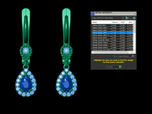 Pear Emerald Leverback Drop Earrings with Diamond 3D Print Model
