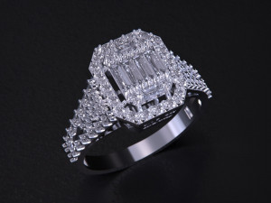 Emerald Cut Ring 3D Print Model