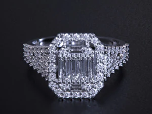 Emerald Cut Ring 3D Print Model