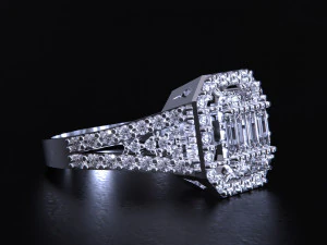 Emerald Cut Ring 3D Print Model