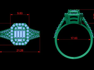 Emerald Cut Ring 3D Print Model