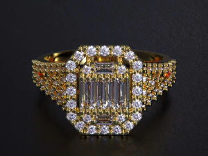 Emerald Cut Ring 3D Print Model