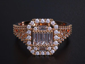 Emerald Cut Ring 3D Print Model