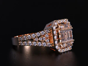 Emerald Cut Ring 3D Print Model