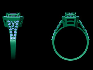 Emerald Cut Ring 3D Print Model