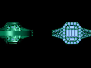 Emerald Cut Ring 3D Print Model