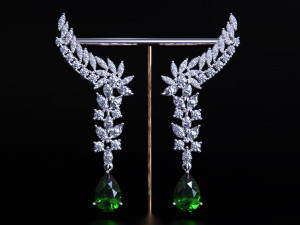 Pear ruby and Diamond Earrings 3D Print Model
