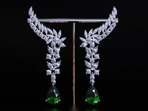 Peer robijn en diamanten oorbellen 3D printmodel