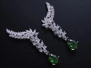 Pear ruby and Diamond Earrings 3D Print Model