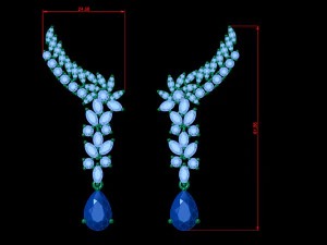 Pear ruby and Diamond Earrings 3D Print Model