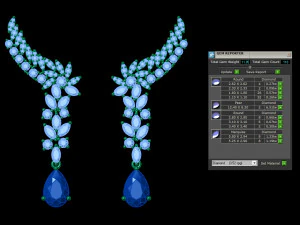 Pear ruby and Diamond Earrings 3D Print Model