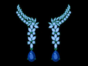 Pear ruby and Diamond Earrings 3D Print Model