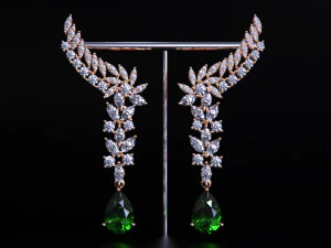 Pear ruby and Diamond Earrings 3D Print Model
